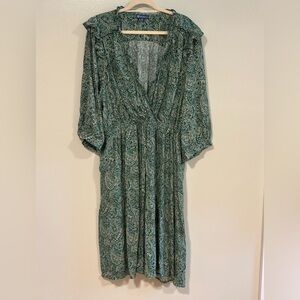 NWOT Democracy Green Paisley Long Sleeve Dress